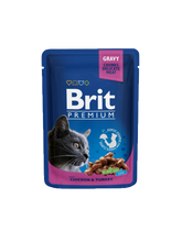 Brit Premium Aliment Humide Chat Cat Pouches with Chicken & Turkey 100 G